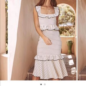 NWT Saylor midi navy/cream striped dress sz M